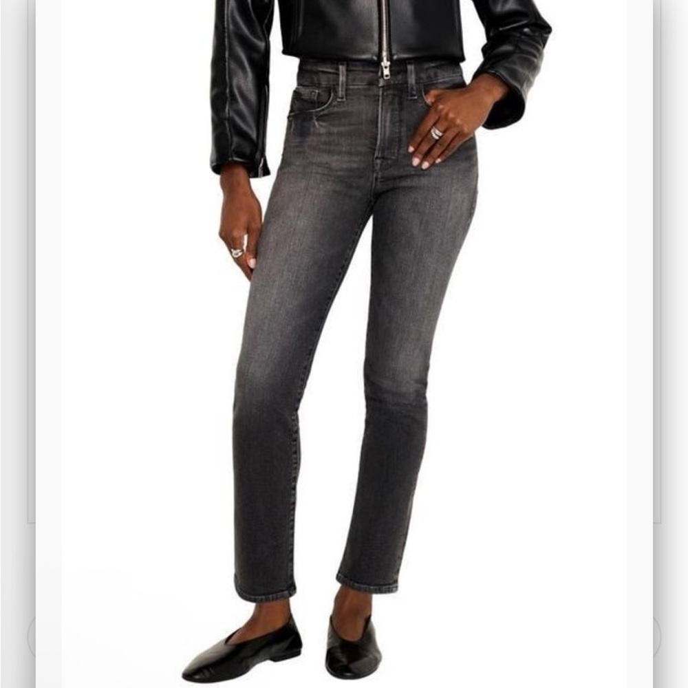 Good American Dark Gray Straight Leg Jeans